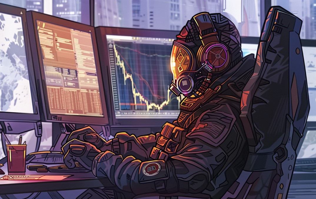Astronauta vendo preço do Bitcoin, analogia à frase “preço indo para a lua”. Fonte: MidJourney.