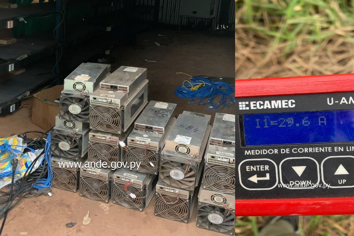 ANDE, estatal de energia do Paraguai, realiza operação contra galpão de mineração de bitcoin clandestino no dia 9 de julho de 2024