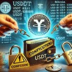 Carteira de criptomoeda USDT sendo confiscada