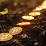 bitcoins em cima da terra (Imagem gerada por AI, Livecoins)