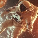 Astronauta Bitcoin (Imagem gerada com IA, Livecoins)