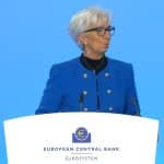 Christine Lagarde, presidente do Banco Central Europeu, falando sobre Bitcoin. Fonte: Reuters/Reprodução.