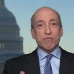 Gary Gensler, presidente da SEC, falando sobre o Bitcoin. Fonte: CNBC/Reprodução.