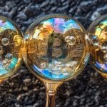 Bitcoin dentro de bolha. Fonte: Midjourney.