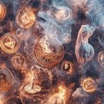 Criptomoedas expostas. Fonte: Midjourney.