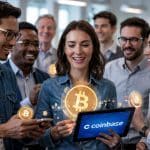 Investidores observando novo produto de bitcoin da Coinbase