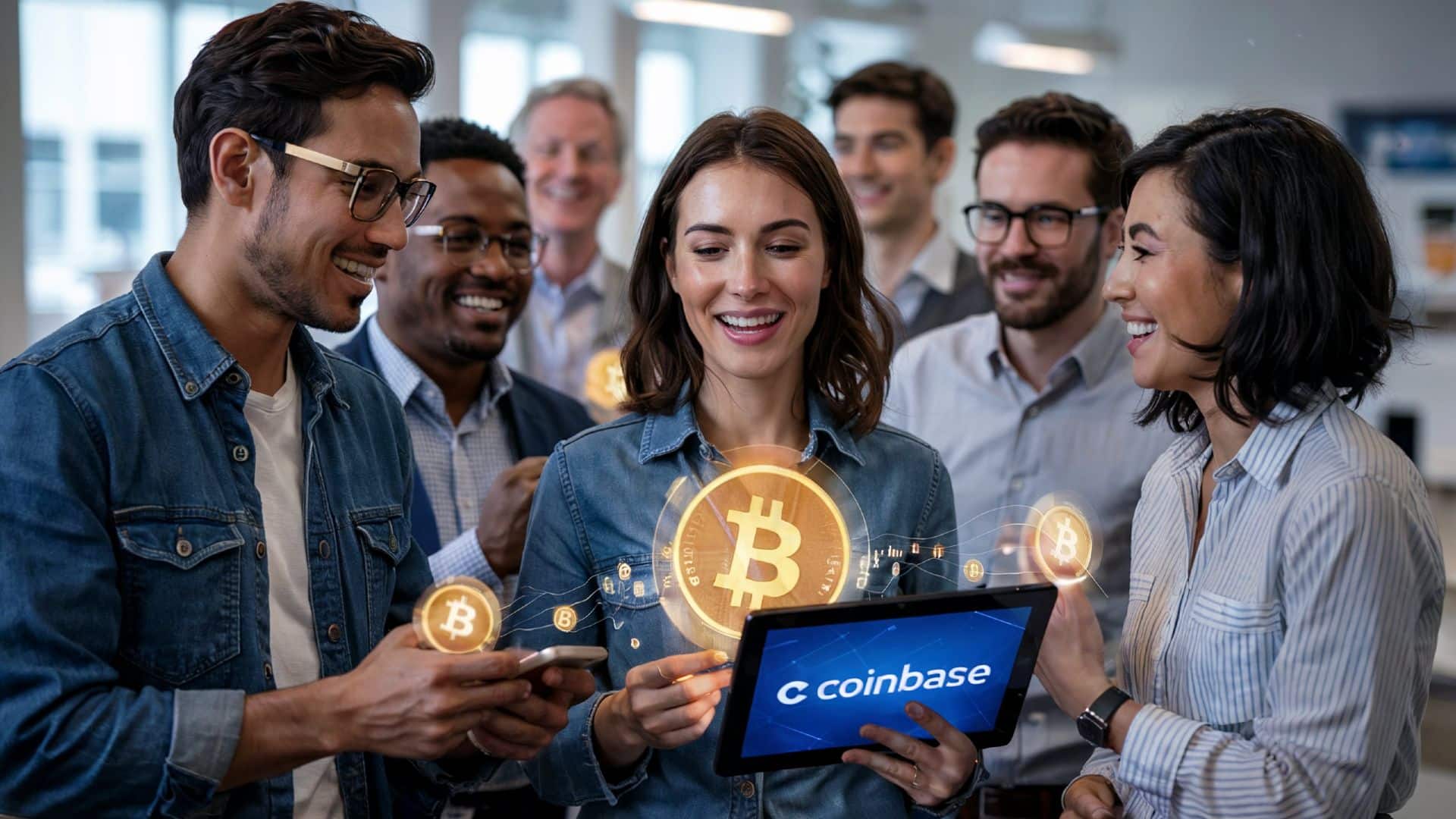 Investidores observando novo produto de bitcoin da Coinbase