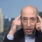 Gary Gensler, presidente da SEC, falando sobre Bitcoin. Fonte: CNBC/Reprodução.