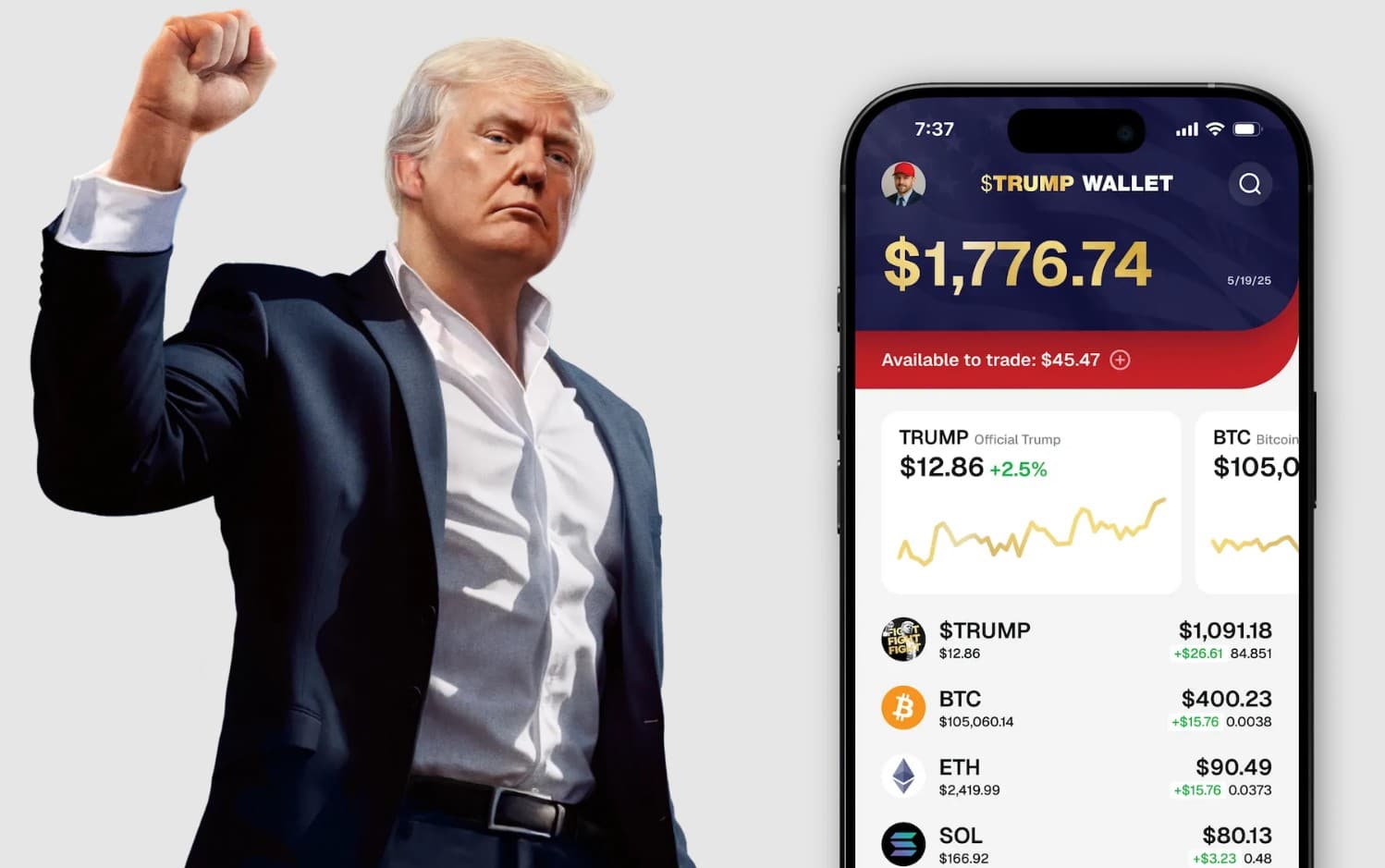 Suposta carteira de Bitcoin de Donald Trump, presidente dos EUA. Fonte: Reprodução.