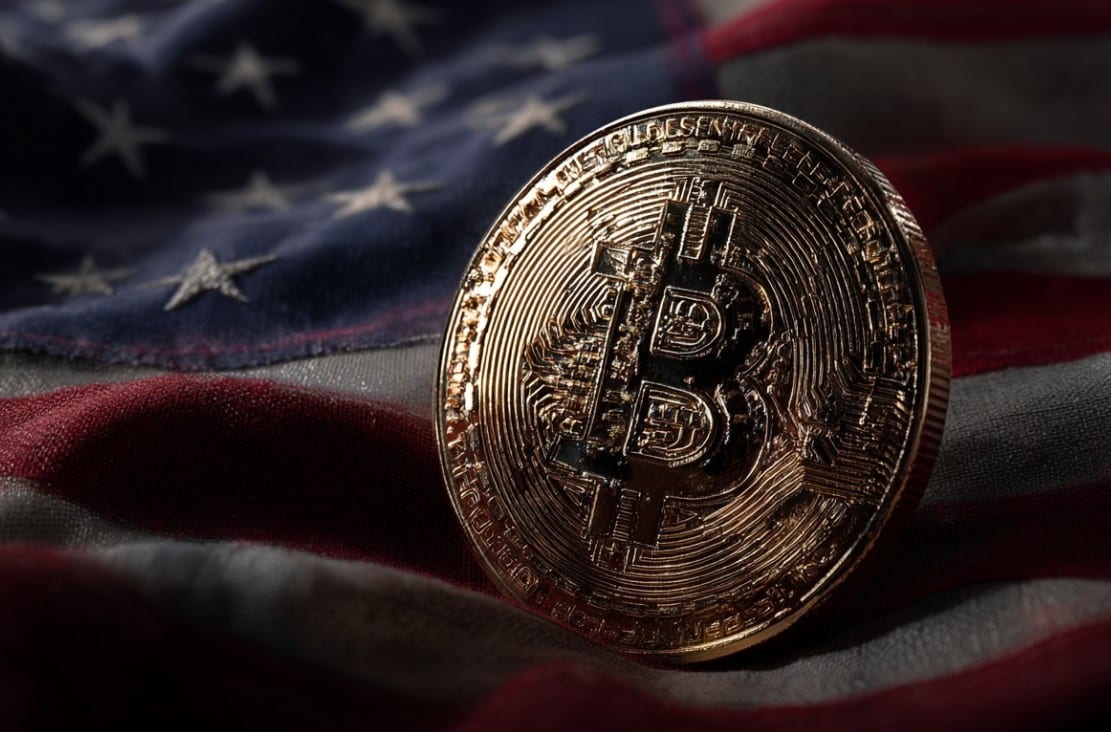 Bitcoin sob a bandeira dos EUA (Imagem gerada por AI)