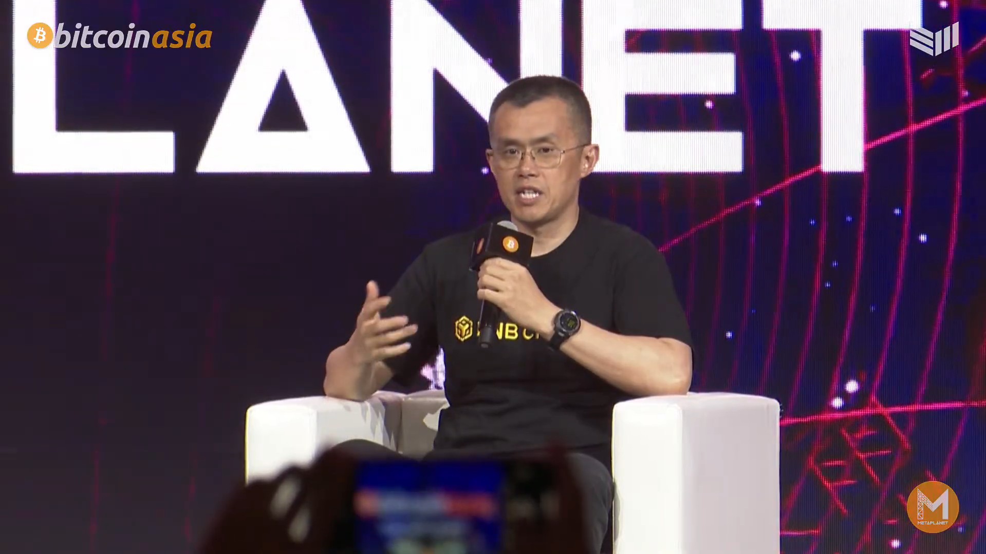 Changpeng Zhao, fundador da Binance, na Bitcoin Asia. Fonte: Bitcoin Magazine/Reprodução.