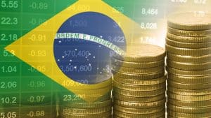 Bandeira do Brasil, gráficos e preços de negociações B3 ETF BDR Blockchain