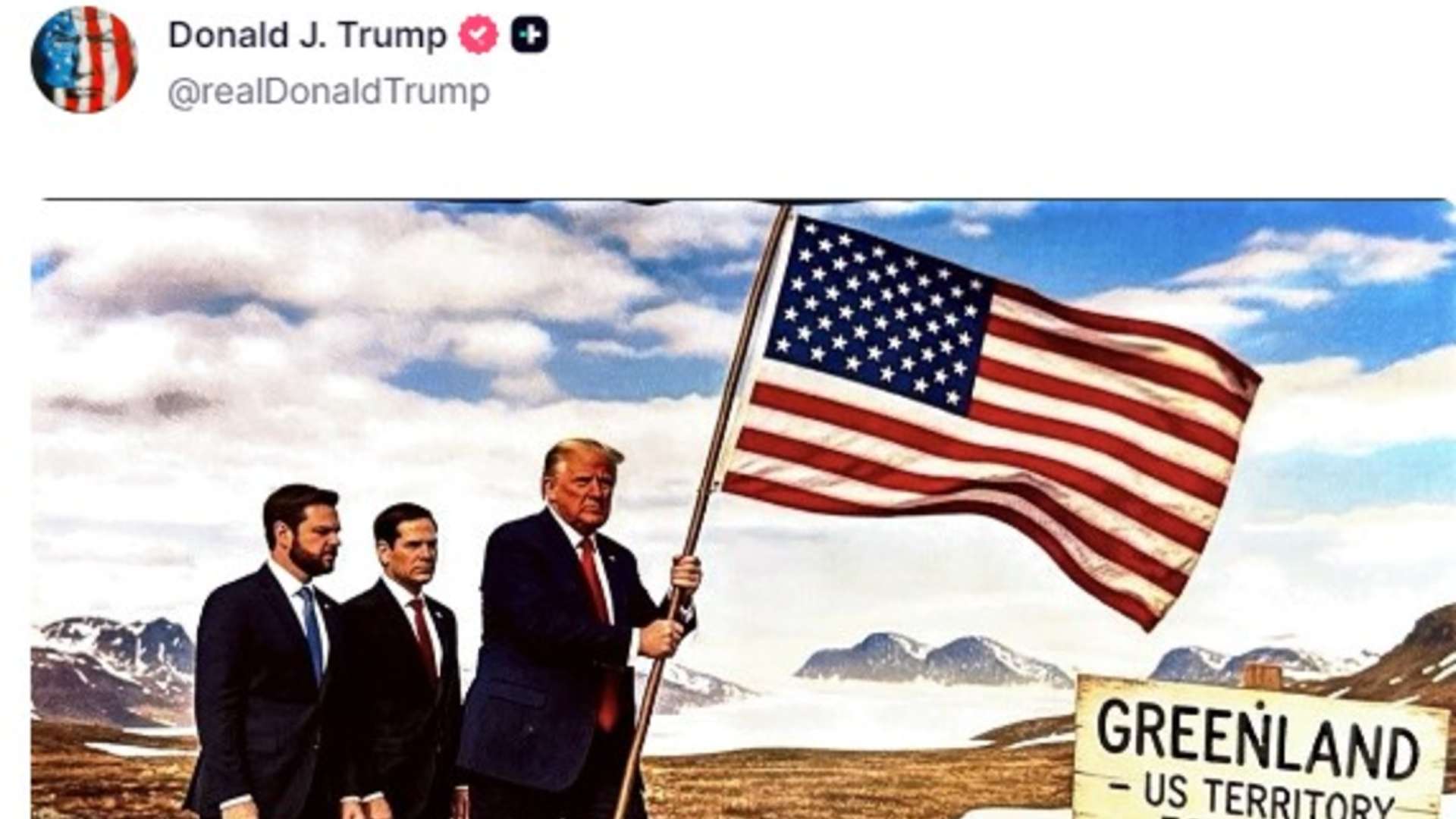 Donald Trump publica imagem onde coloca bandeira dos EUA na Groelândia Tensão Trump Groenlândia e Bitcoin