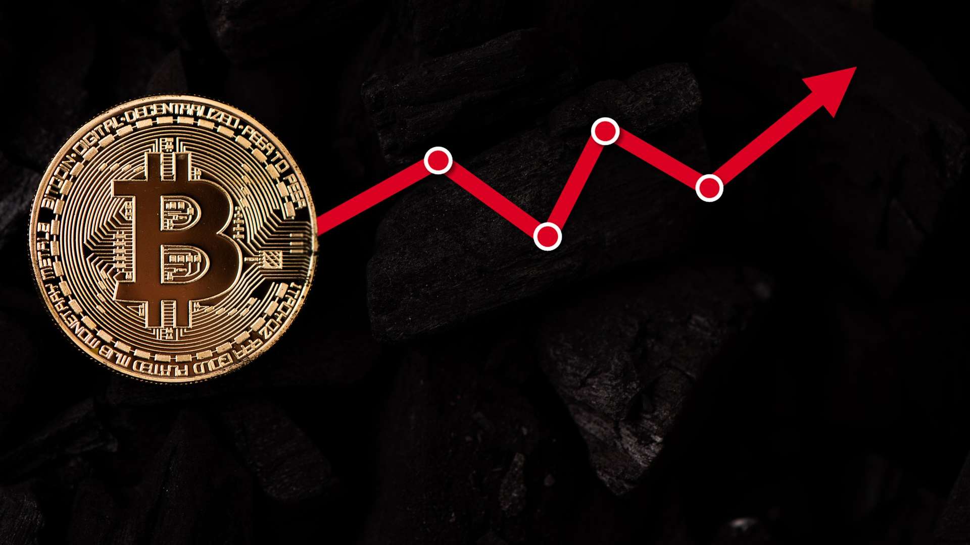 Gráfico vermelho do bitcoin para alta