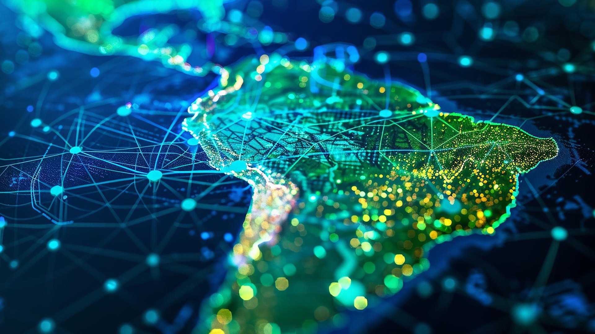 Mapa da América do Sul com foco no Brasil digital em dados UnB se une ao IEEE para pesquisas em blockchain por meio da UnBChain