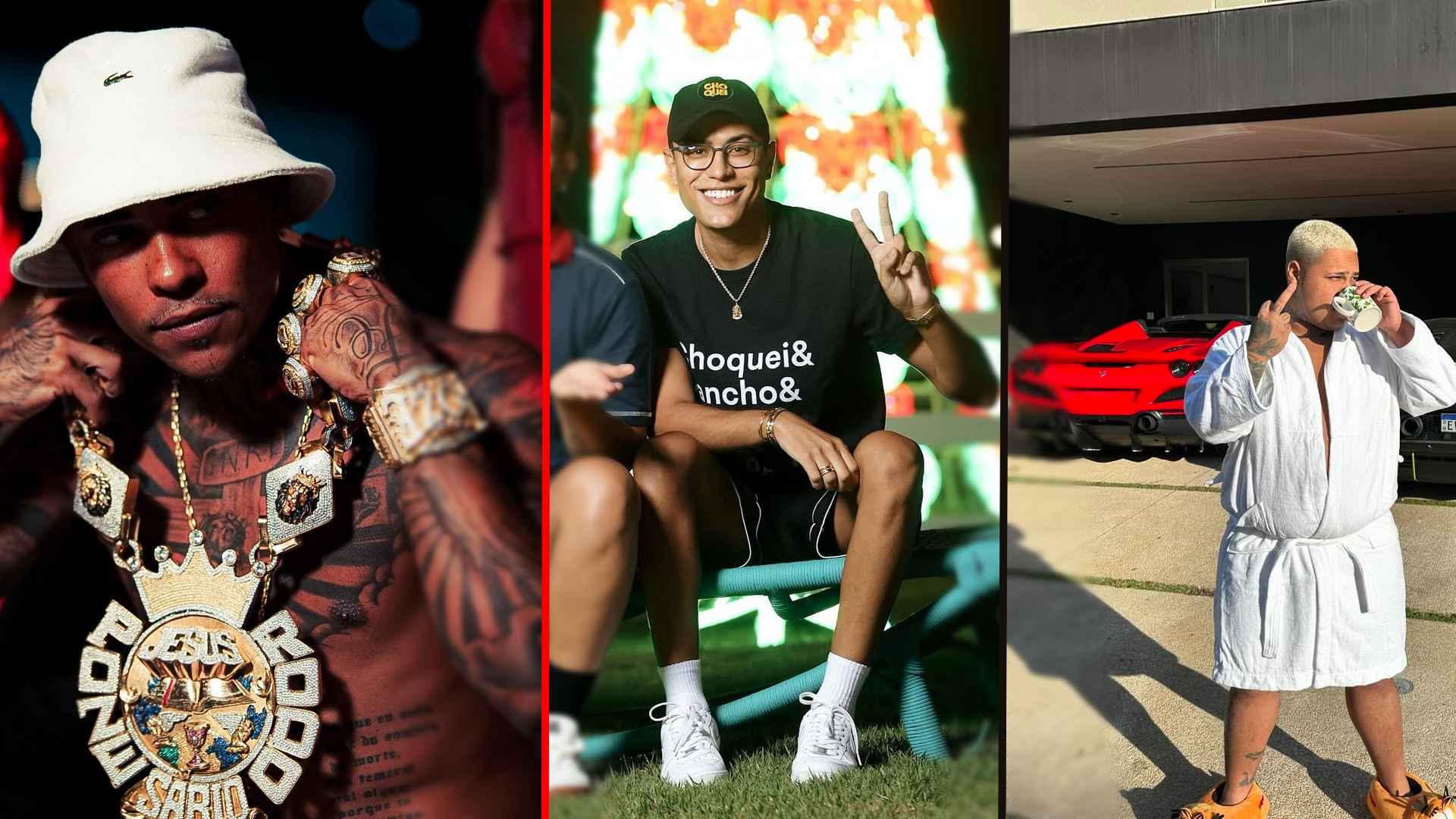 Poze do Rodo, Dono da Choquei Raphael Sousa e MC Ryan SP, da esquerda para direita