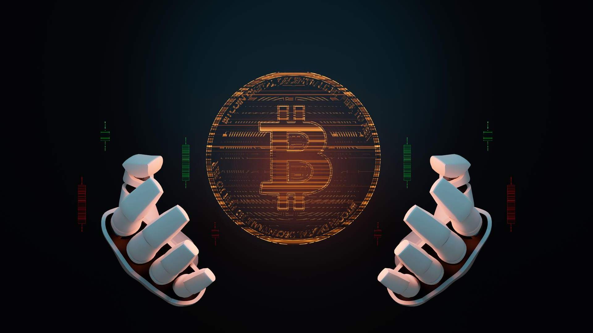 Mão robótica segurando bitcoin próximo de gráficos IA e criptomoedas impulsionam nova onda de ações coletivas contra empresas e executivos no exterior, aponta relatório