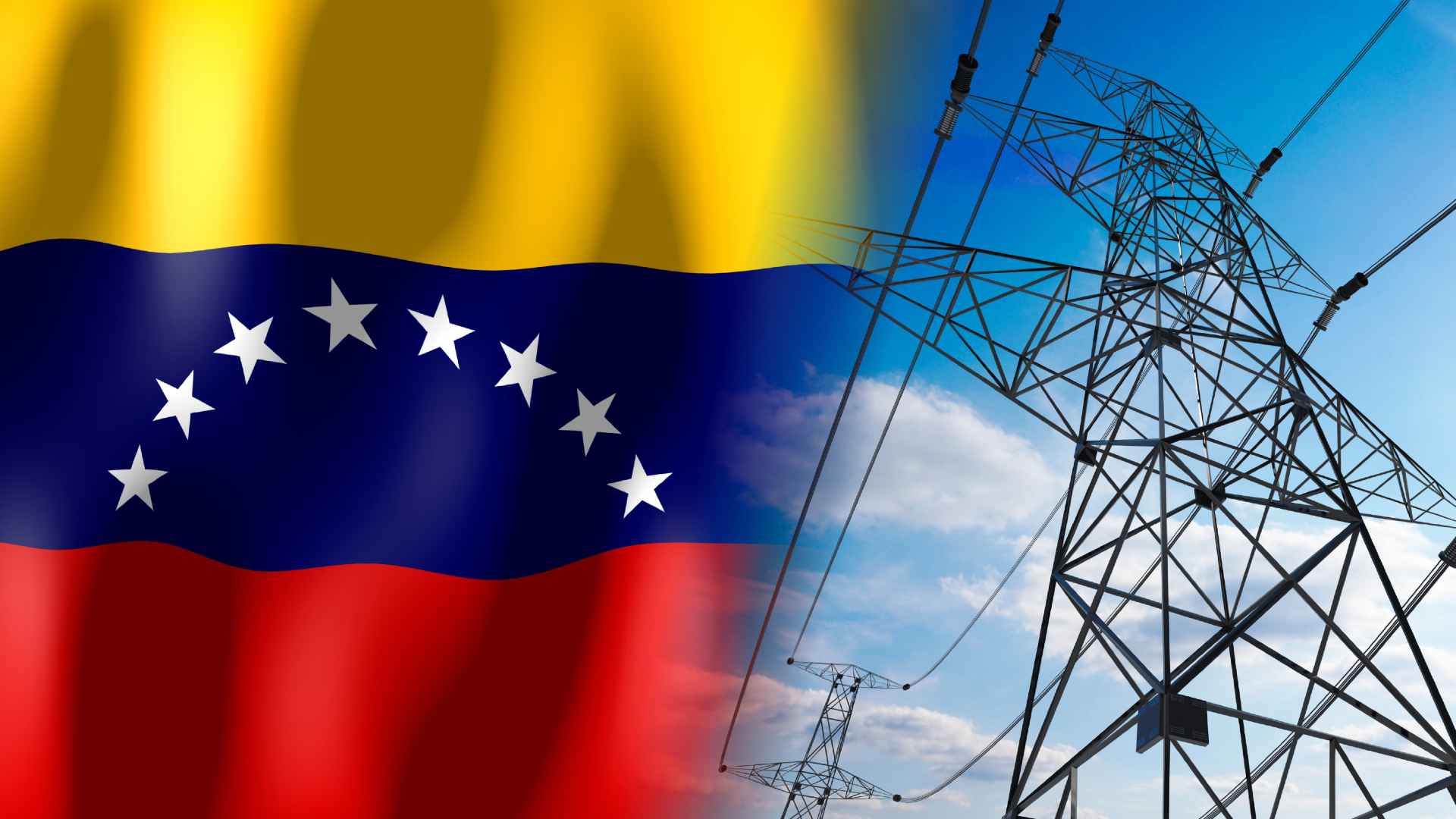 Bandeira da Venezuela com fios de energia