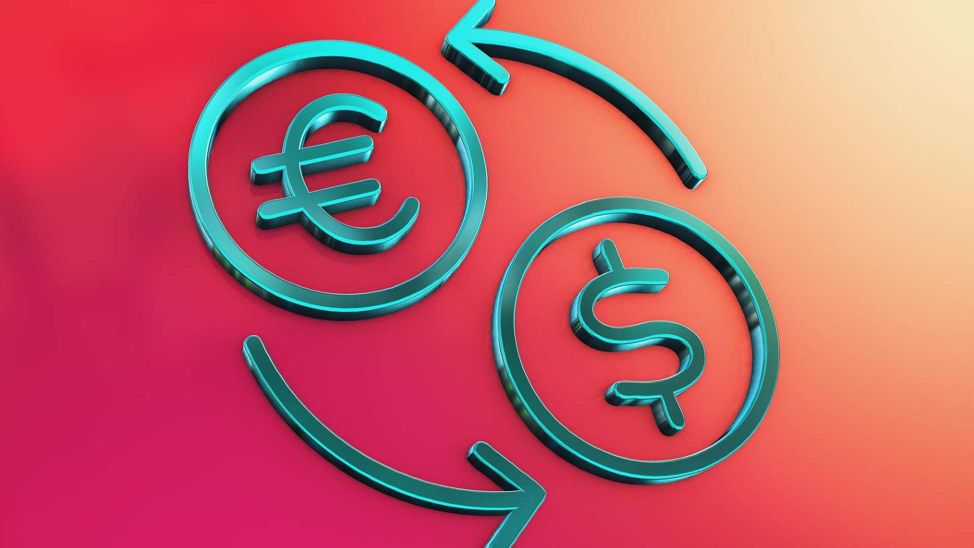 Euro e Dólar em símbolo de troca de informações