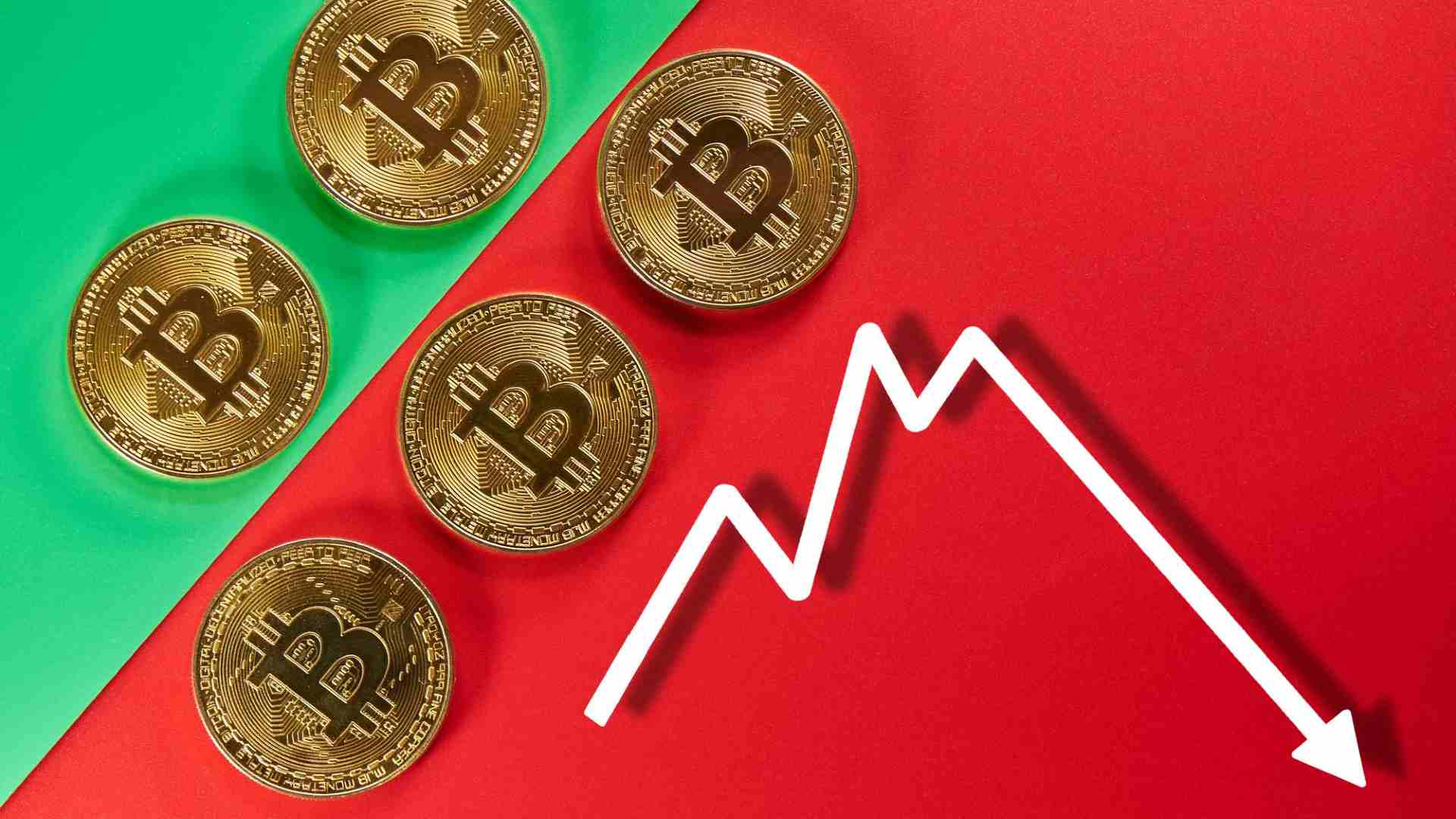 Preço do bitcoin com gráfico em queda e fundo vermelho após fundo verde Bitcoin cai abaixo de US$ 80 mil, mas indicador de otimismo segue alto